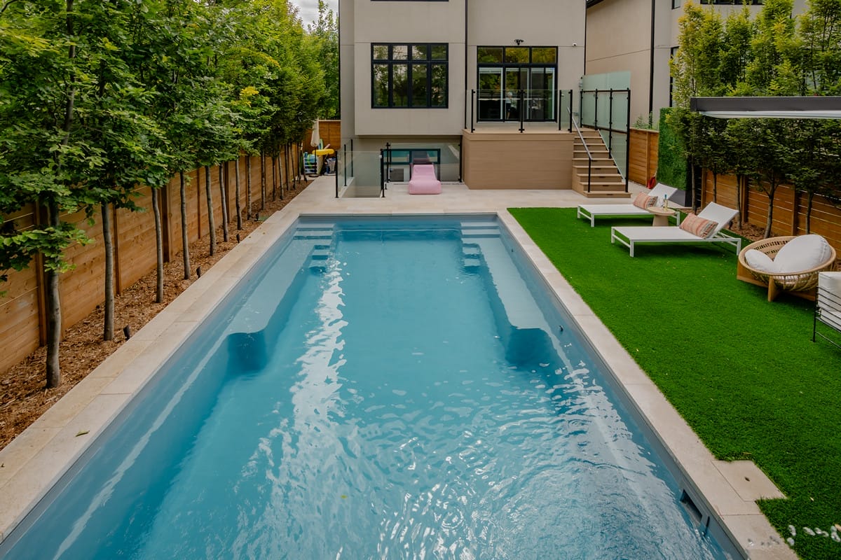 12 Baycrest road, landscaping project in Toronto featuring a beautifully built deck and inground swimming pool