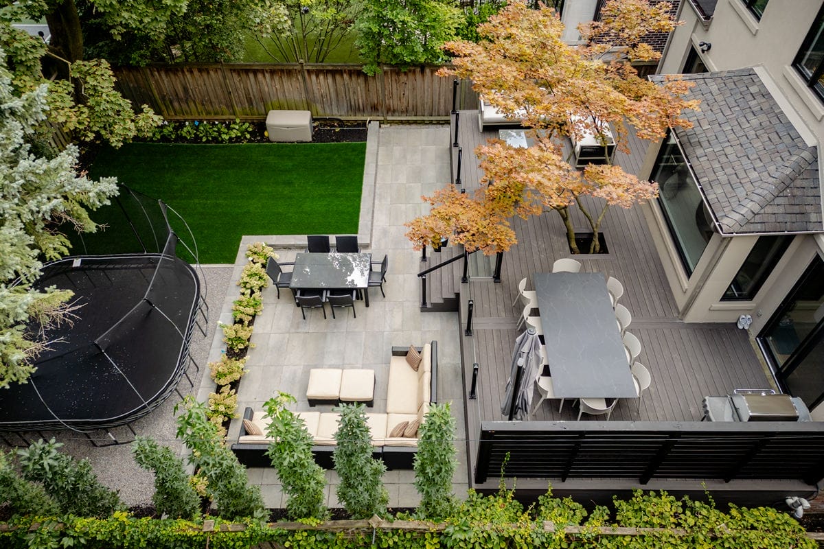 18 Glenayr Rd, Toronto, landscaping project featuring two raised composite deck and patio construction