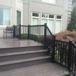 Toronto Landscaping Project featuring aluminum railings,decking and interlocking by M.E. Contracting