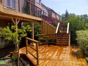 Cedar Deck Builder's showcase raised two level cedar deck