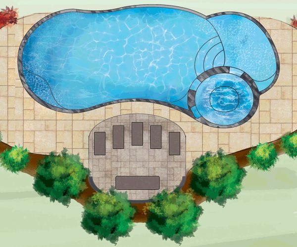 Artist's 3D rendering of The Eclipse – In Ground Fiberglass Pool