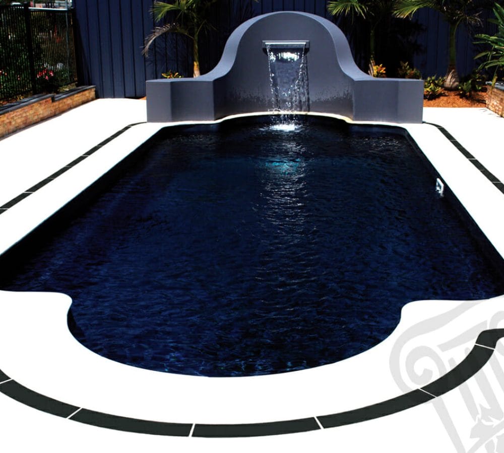 Roman Fiberglass pool design for small backyard