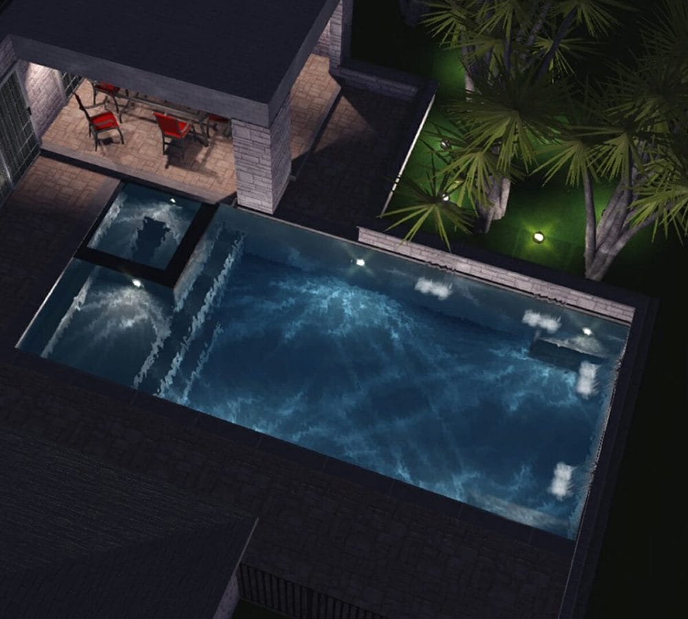 3D artist Rendering of an Ultimate Pool by Leisure Pools