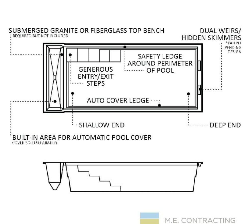 In Ground Fiberglass Pool design- The cube-ME Contracting
