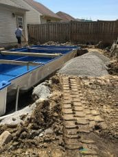 Fiberglass Pool installation and patio construction